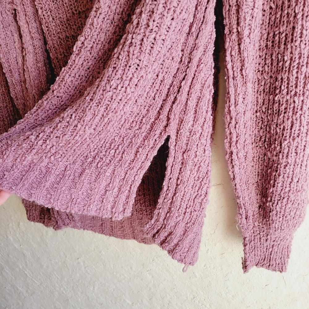 Umgee Mauve Pink Knit Oversized Sweater Side Split Small - Picture 7 of 14